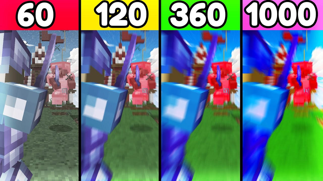 Minecraft FPS Comparison [60fps, 120fps, 240fps, 420fps, 690fps, 1000fps and more]