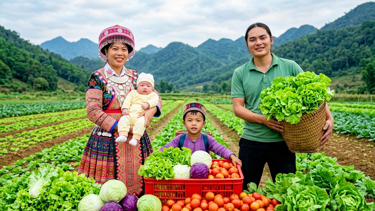 A Cabbage Harvest Day | Selling Fresh Vegetables, Home Cooking & Peaceful Farm Life | Solo Survival