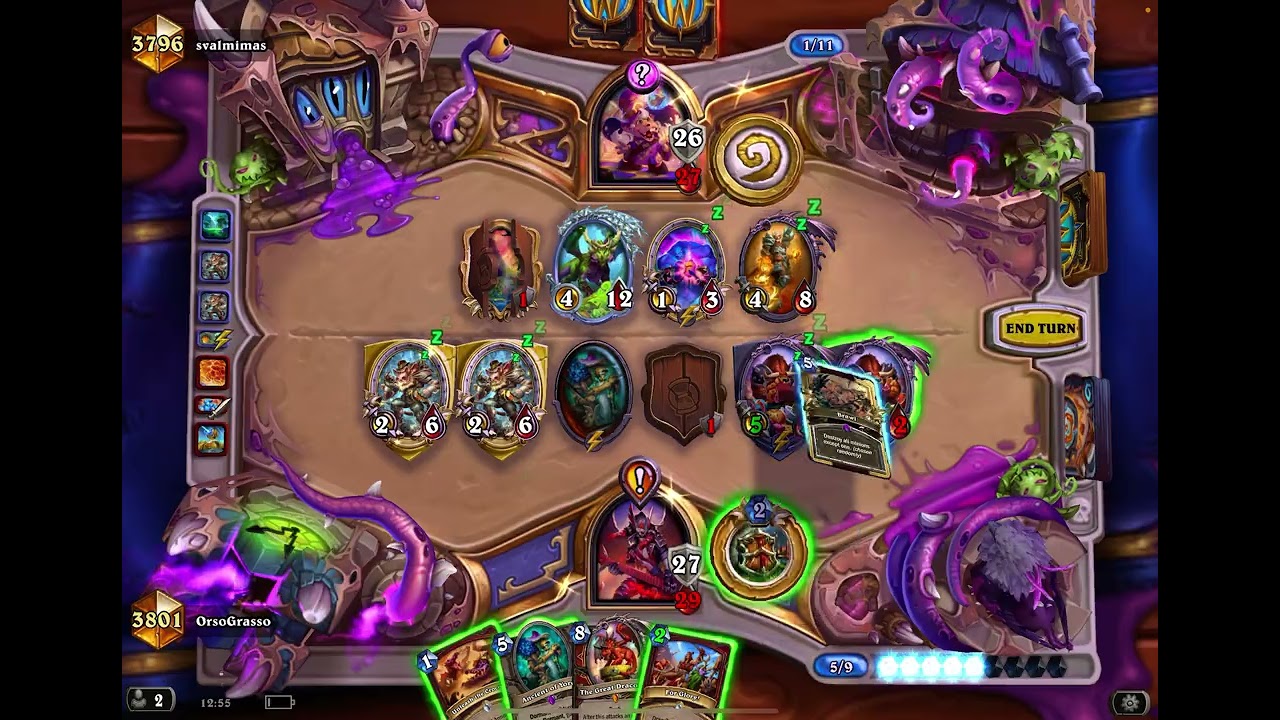 Воин заданий против мага-протосса Hearthstone: легенда игрового процесса 3801 «Через временные пути»