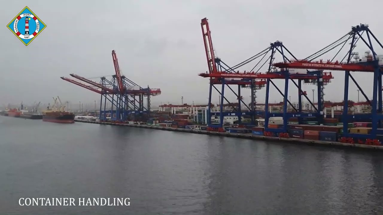 Container Handling at Karachi Port Trust, vessel loading and unloading