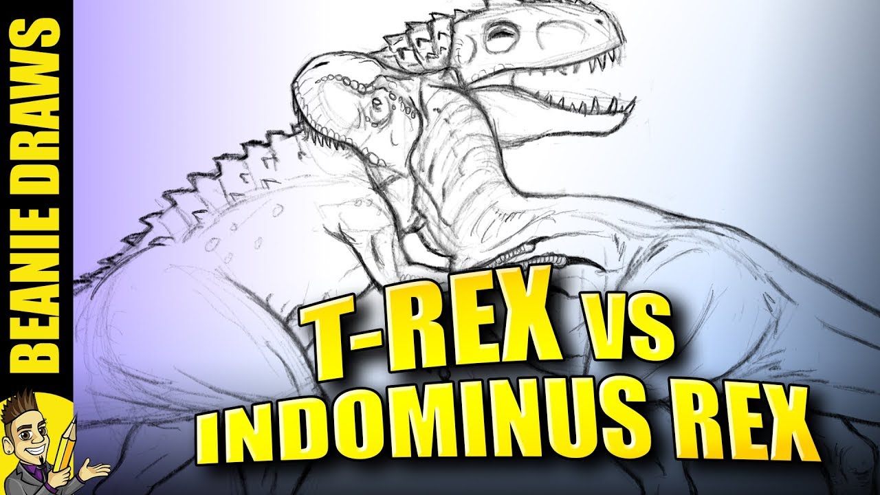 T-REX против INDOMINUS REX — как нарисовать ЭПИЧЕСКУЮ битву динозавров из «Мира Юрского периода»