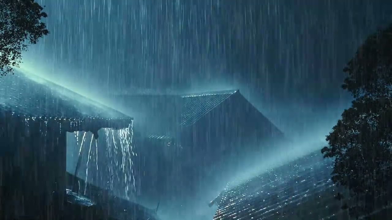 Heavy Rain on a Tin Roof for Sleeping 24/7 🌧️ Deep Sleep Relaxing Rain Sounds
