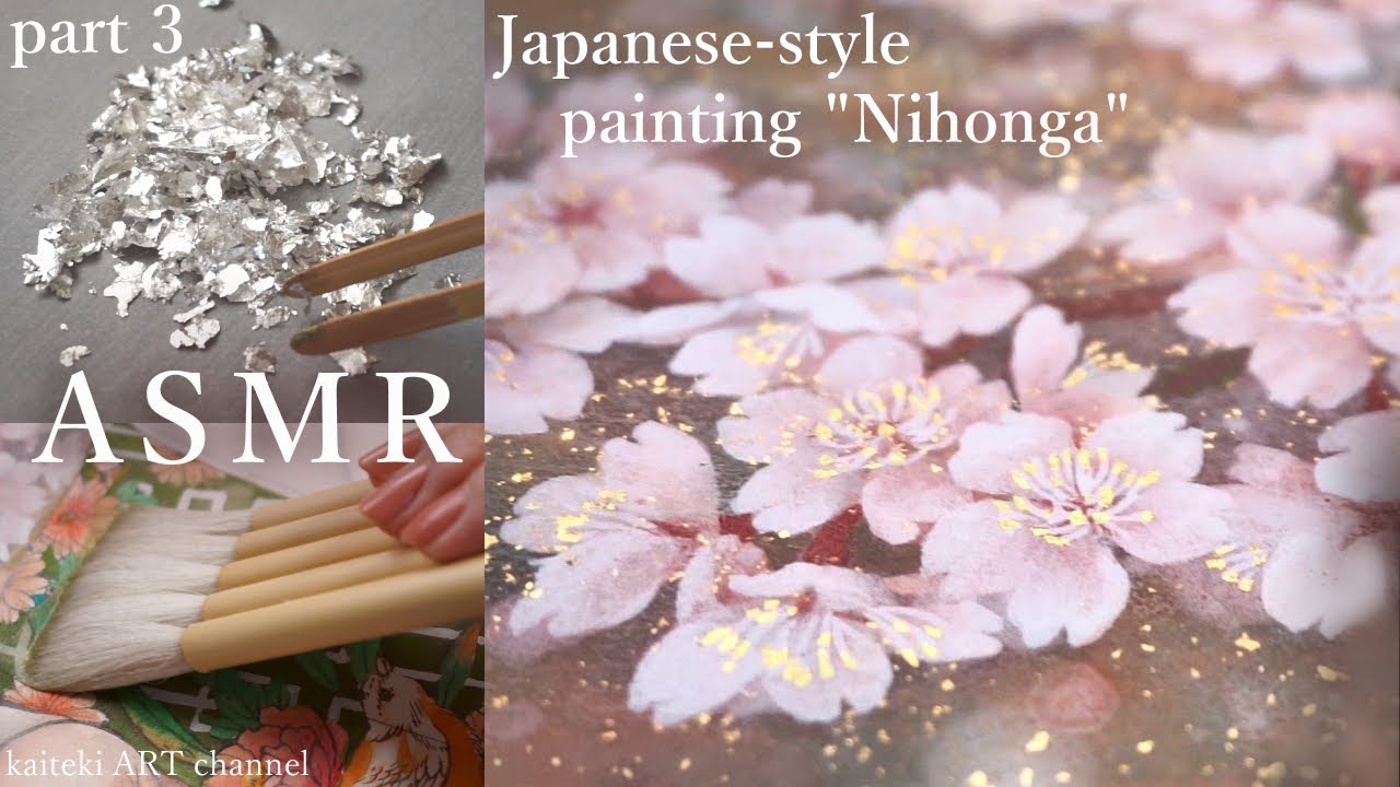 【ASMR】絵を描く作業音part3🎧日本画の画材などの音　SOUNDs of brush & making paint for Japanese style painting 