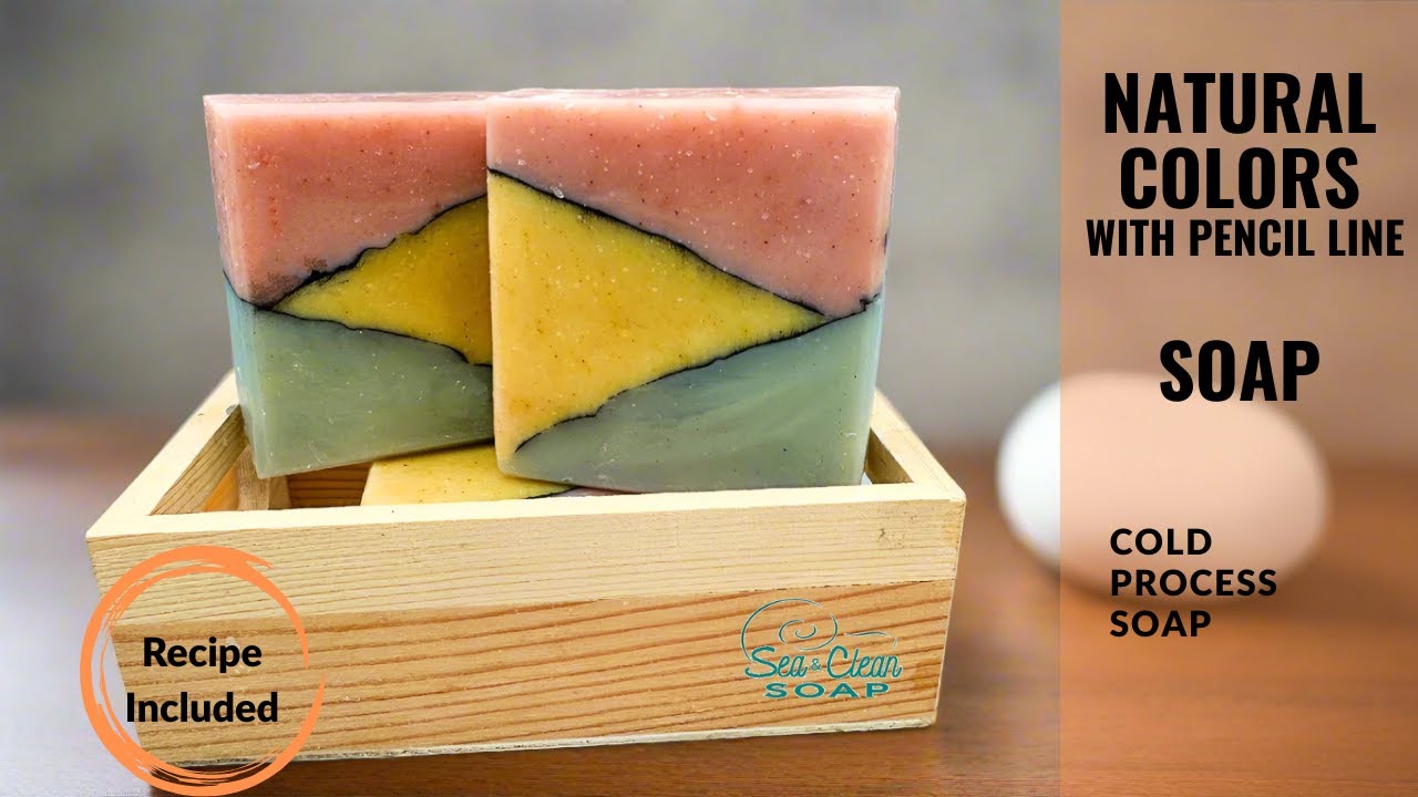3 Layers of Natural Colors.  Cold Process Soap. With Recipe.