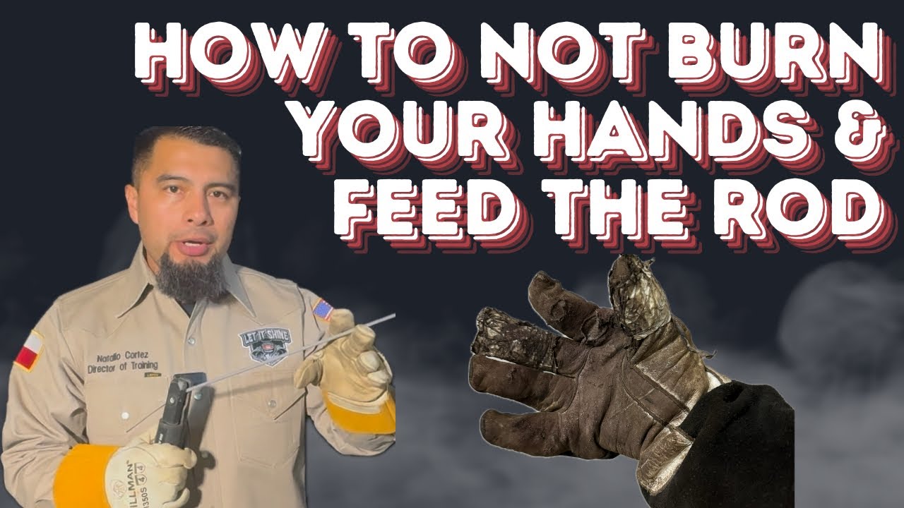 How to hold an electrode without getting gloves or hands burnt. How to feed the electrode (rod).