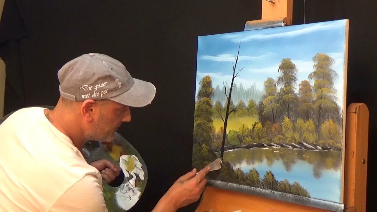 Gratis schilderles: S01-AFL:04 Landschap schilderij. (Reflectiemeertje)