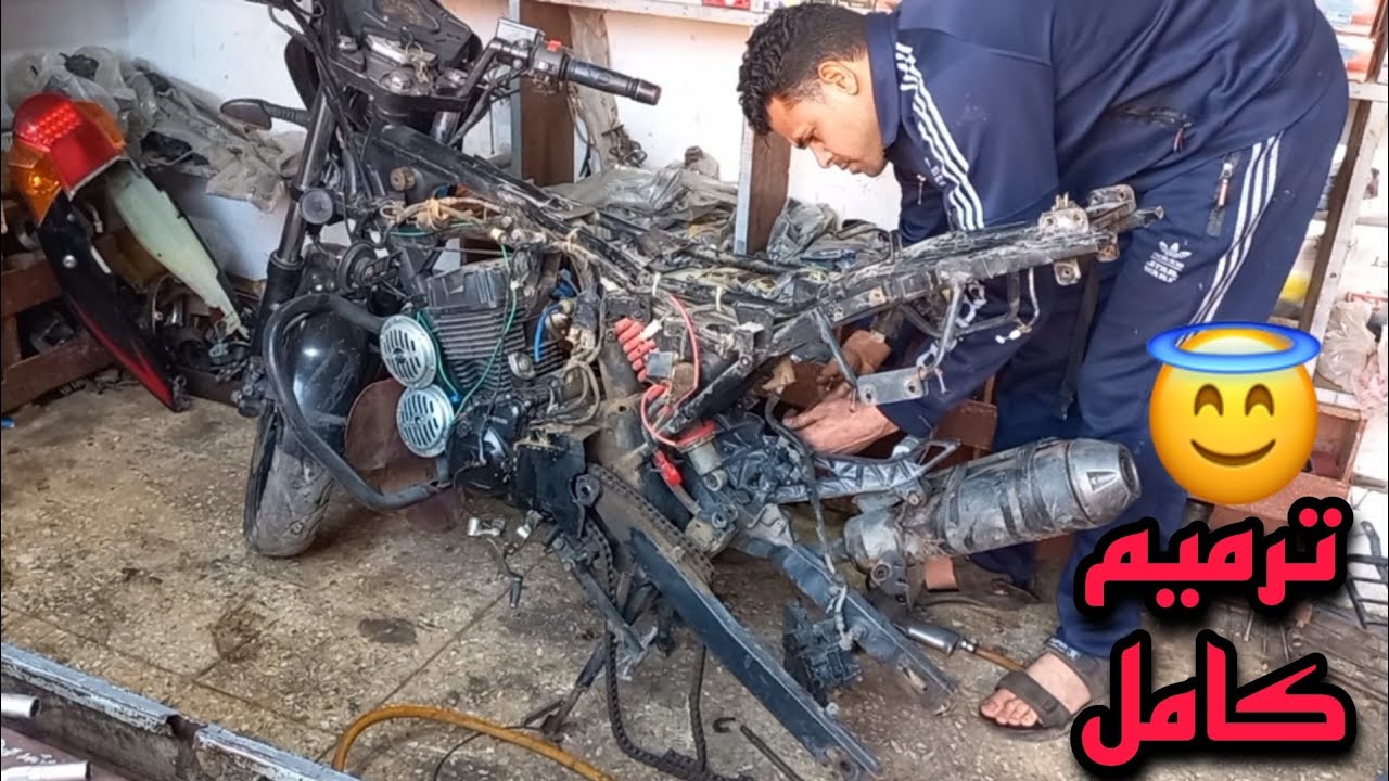 مش هتصدق صرف كام ترميم موتوسيكل دايون 6 من الالف للياء restauración de motos 150cc.. 👨‍🔧👌
