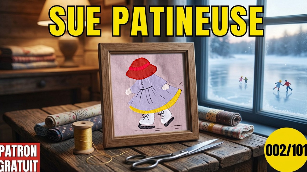 🟢Tuto Couture Débutant : Réussir un Appliqué à la Main Sunbonnet Sue ✨patron 2/101 Patin artistique