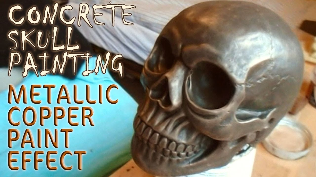 Concrete Skull Painting | Metallic Copper Paint Effect