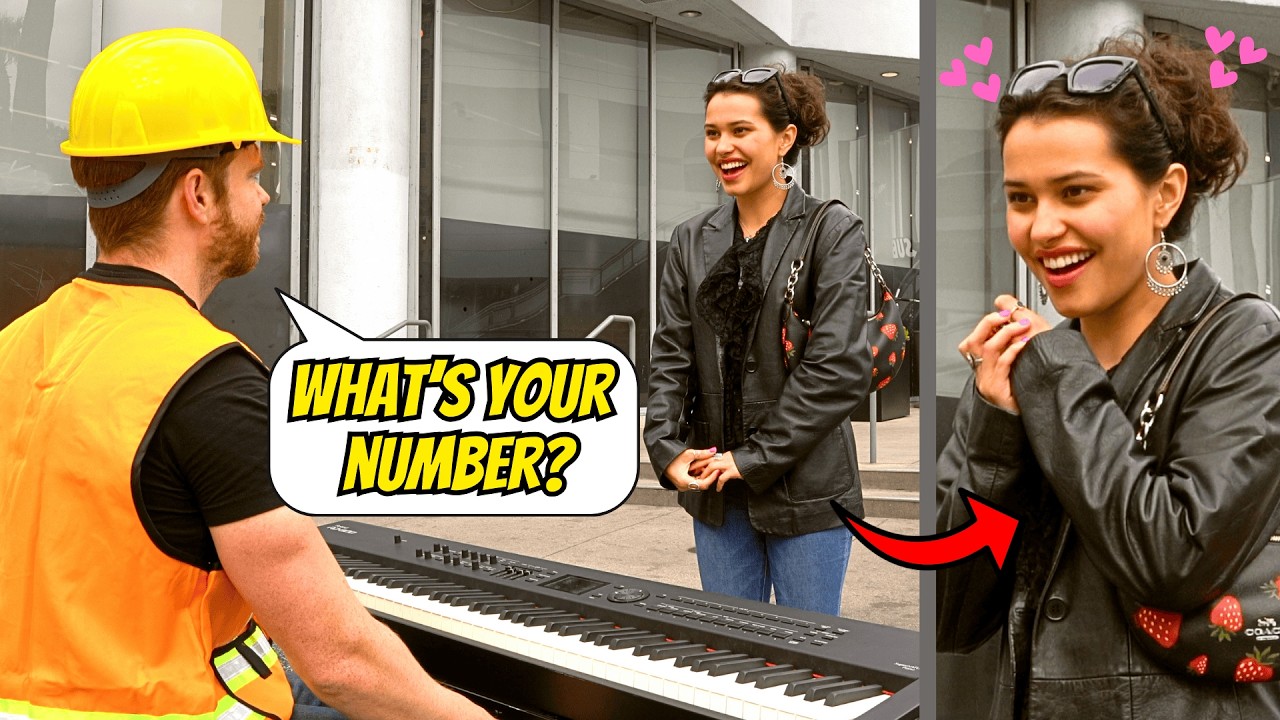 Construction Worker Rizzes Up GIRLS on Piano!! 😏😍
