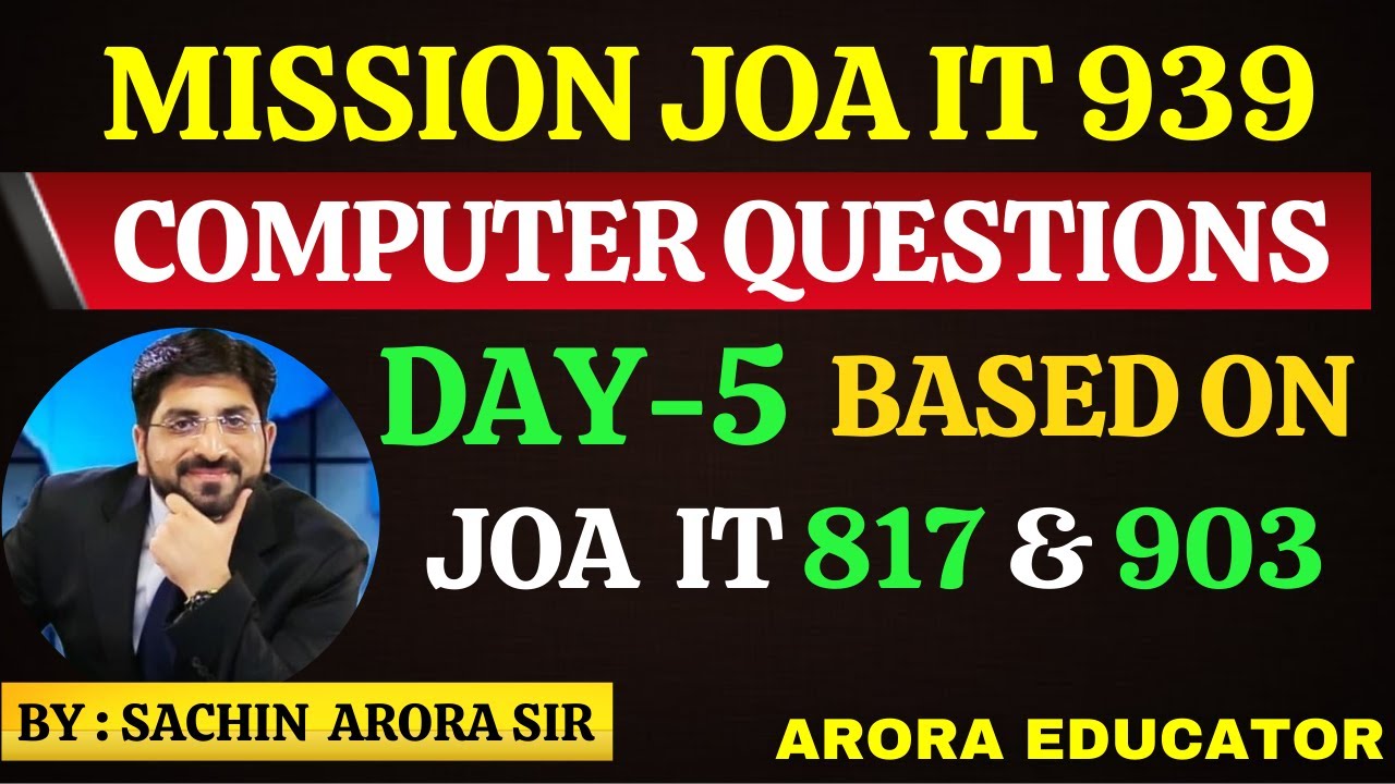 JOA IT 939 Exam | JOA IT 939 Computer Questions | JOA IT 939 Classes | JOA IT Preparation | Day-5 |
