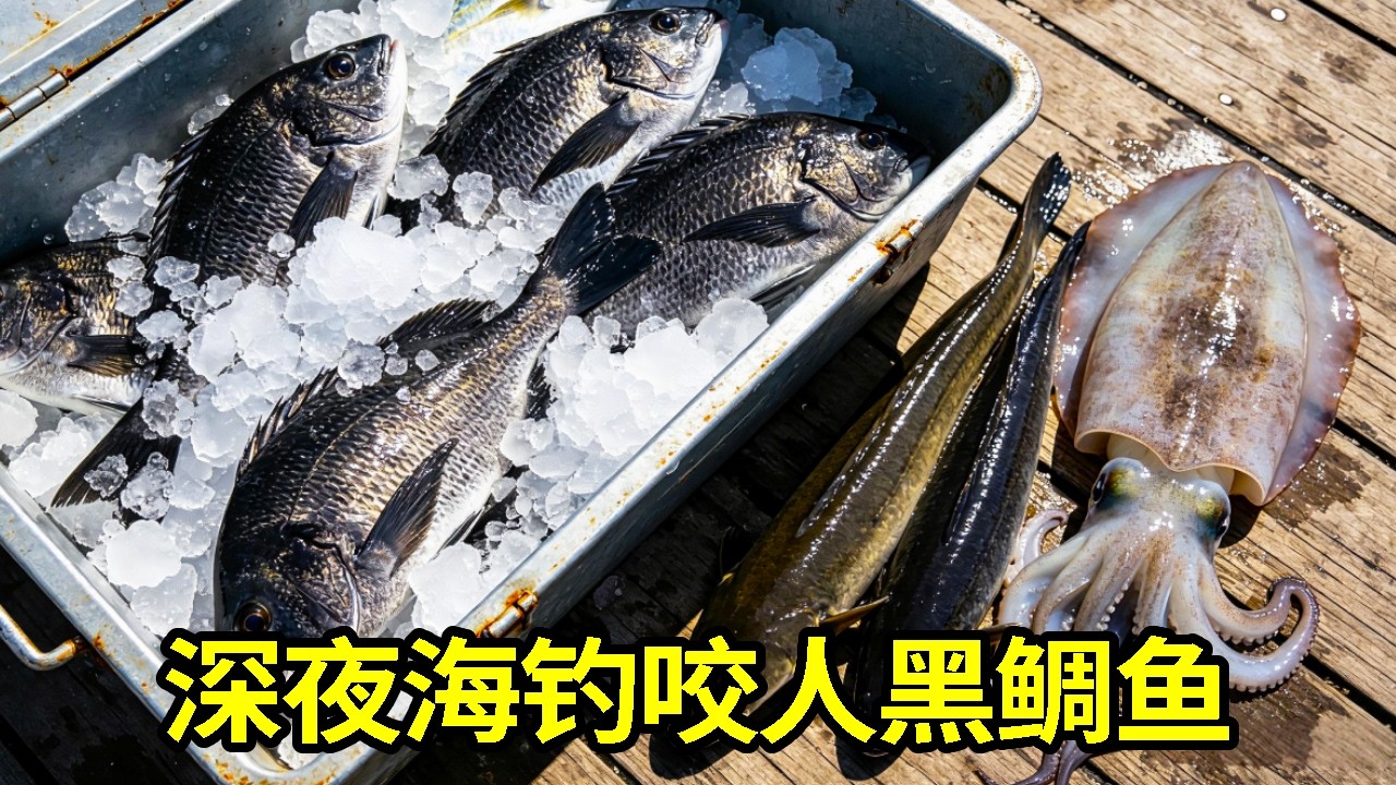 深夜跟随朋友渔船一起去捕会咬人的黑鲷鱼，没想到直接爆仓！