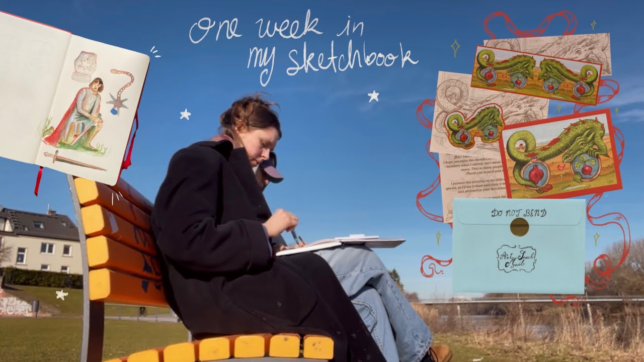 Eine Woche in meinem Skizzenbuch malen 𓆟 Art Vlog ꩜
