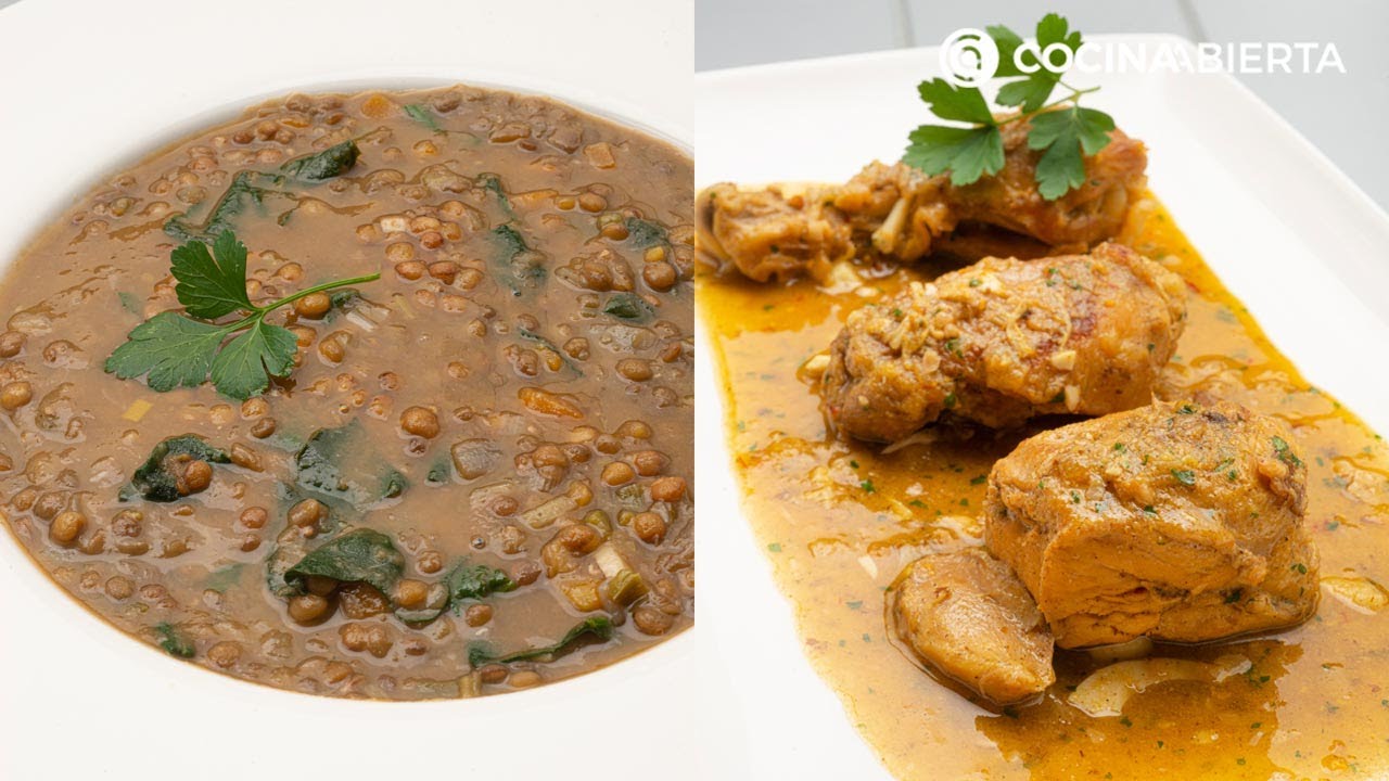 Lentejas con verduras en olla express - Pollo en pepitoria -  Cocina Abierta de Karlos Arguiñano