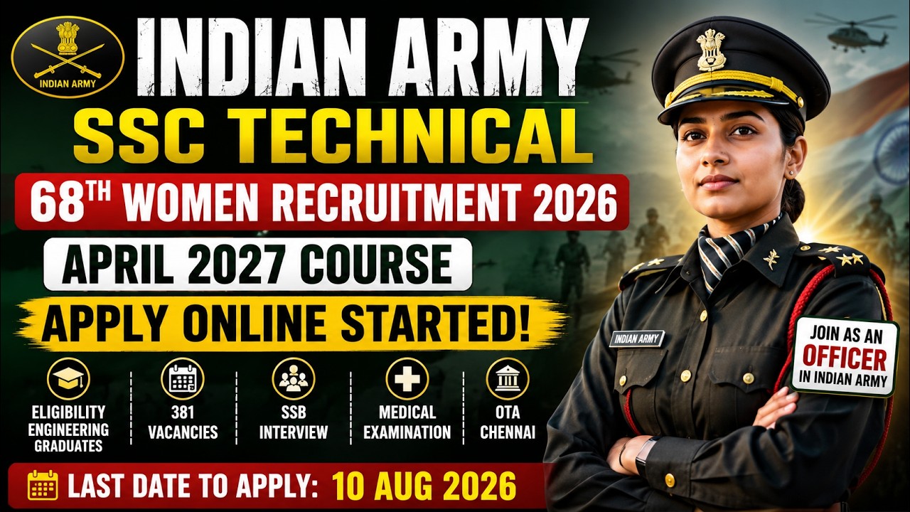 🔥 Indian Army SSC Technical 68th Women Recruitment 2026 | April 2027 Course | Apply Online Started