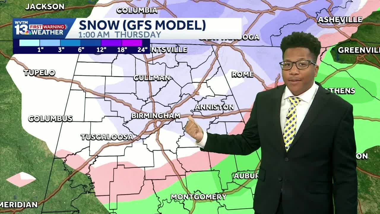 Snow flurries possible in Alabama's weather forecast midweek, with most mornings below freezing