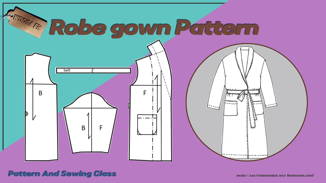 [Pattern] Robe gown (chambre robe, gown, Robe, 로브, 드레싱 가운, 로브가운, 샤워가운, 욕실가운, 목욕가운 패턴 만들기)