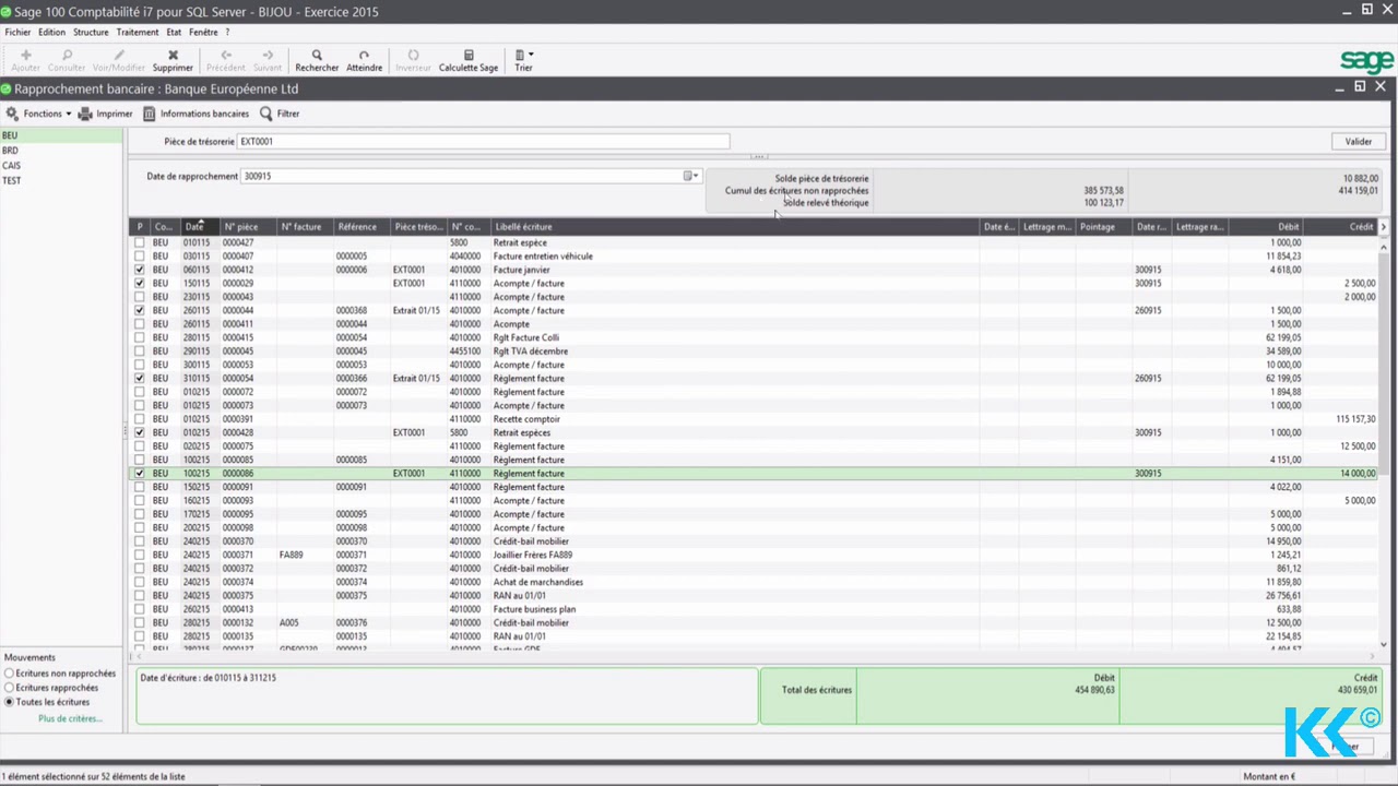 Sage 100 comptabilité i7   Rapprochement bancaire manuel