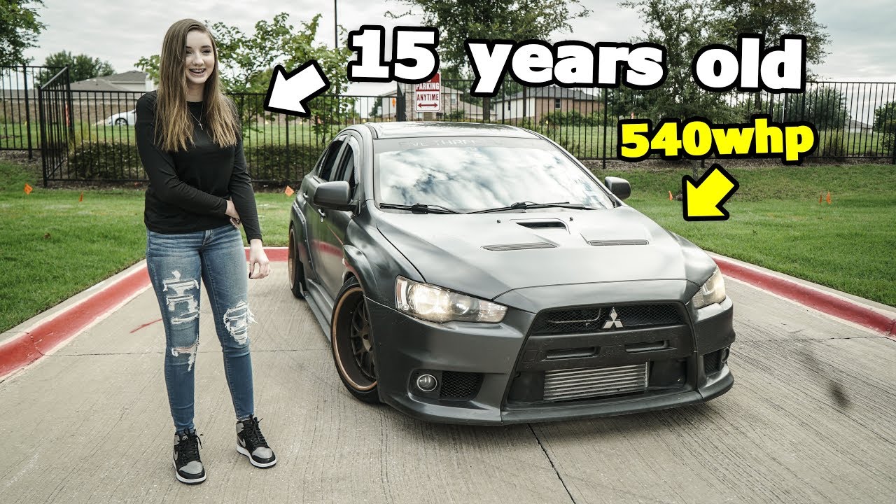 Little sister drives my 540whp WIDEBODY EVO X!