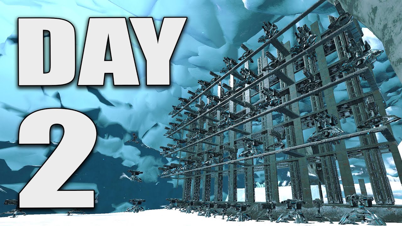 Je build un wall 100 TOURELLES Jour 2 en SOLO dans ma ICE - ARK PVP INX