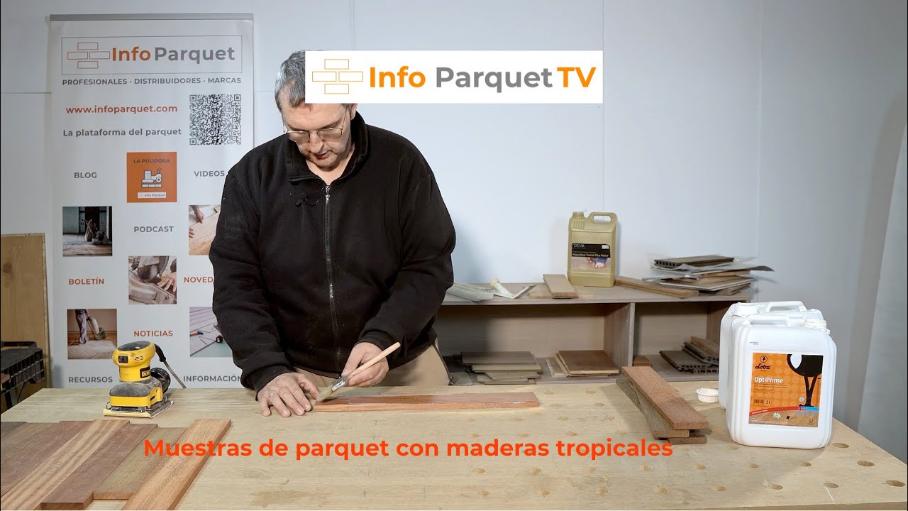 Muestras de parquet con maderas tropicales