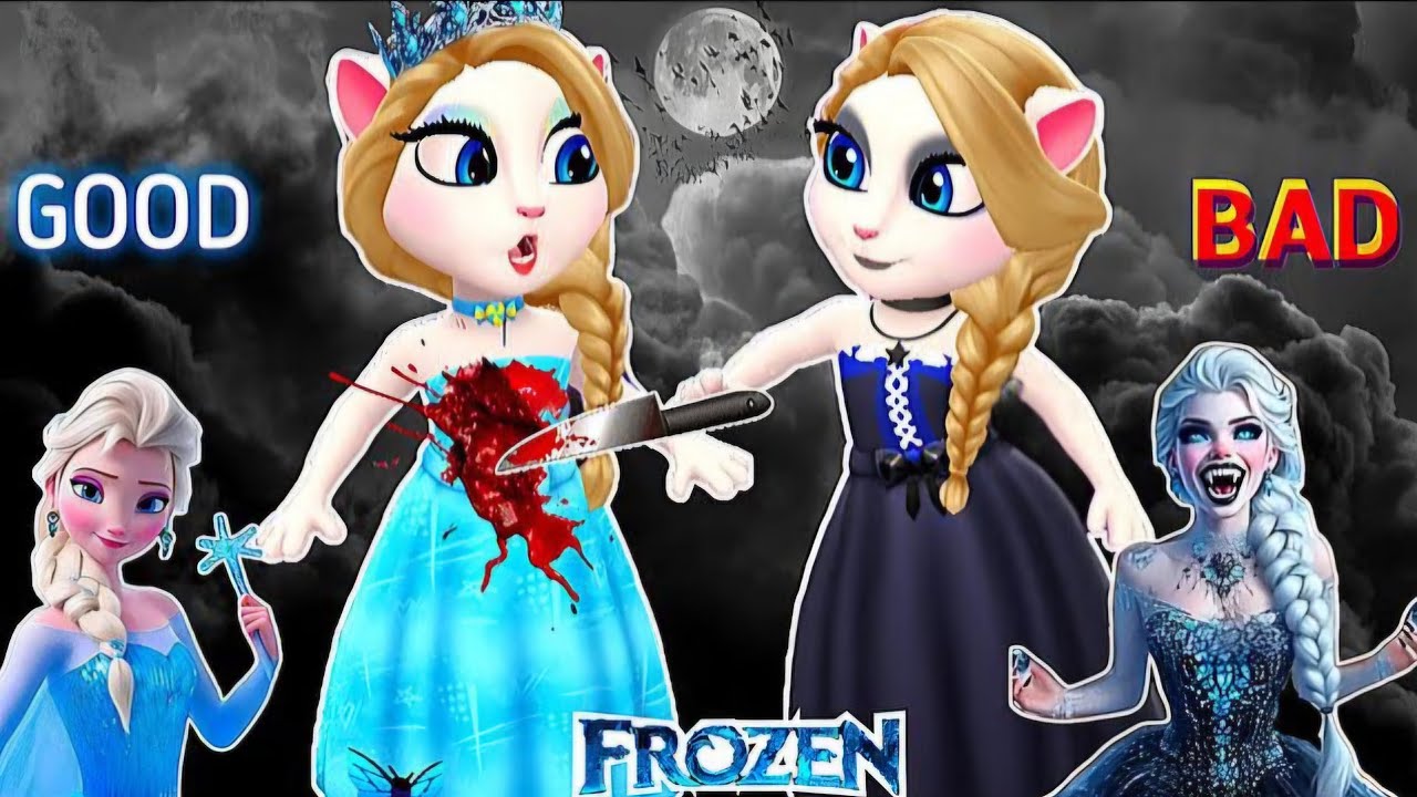 My Talking Angela'm 2 💜 Good vS bad 💕 Frozen Queen good Elsa killed bad Elsa 🥰 Cosplay Mekover 