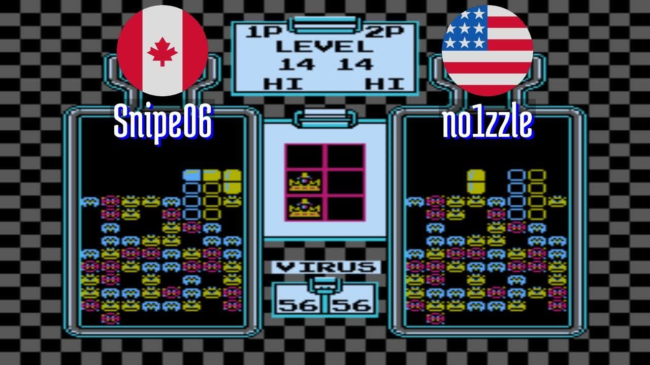 FT2 @nes_drmario: Snipe06 (CA) vs no1zzle (US) [Dr. Mario NES Fightcade] Sep 28