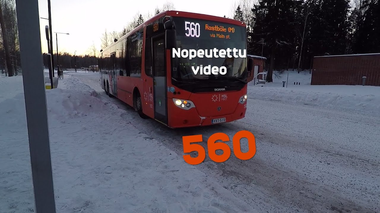 Nopeutettu video: HSL:n bussilinja 560 Myyrmäestä Rastilaan