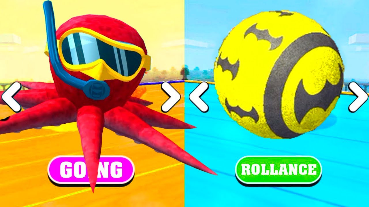 🐙Octopus Ball vs 🦇Bat Ball: Who Will Win? Going Balls vs Rollance in 4 Levels! Race-720