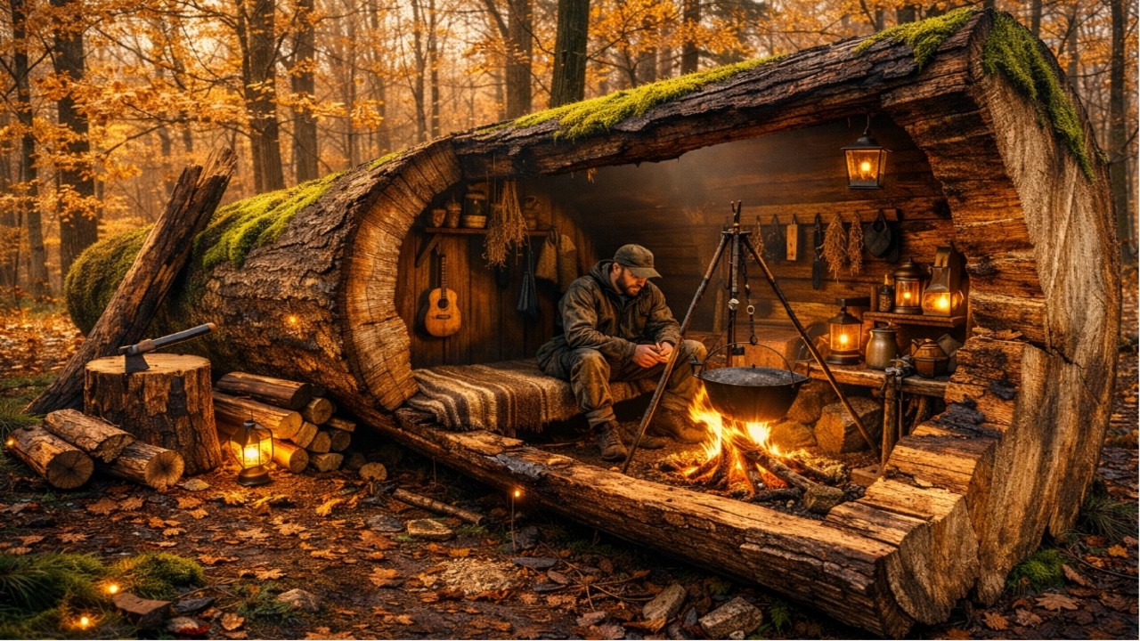 A Man Built a Secret Shelter Under Tree Roots | Bushcraft Survival Skills | By@BudaBushcraft