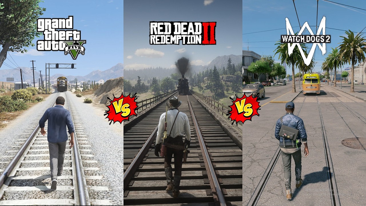 GTA 5 VS RDR 2 VS Watch Dogs 2 - Physics and Details Comparison