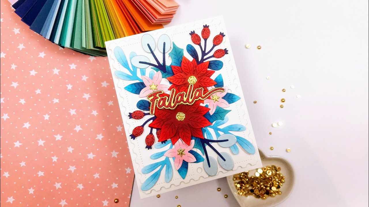 Alex Syberia Designs Bow-Ho-Ho Release Hop & Giveaway | Coloring A Die Cut Christmas Bouquet
