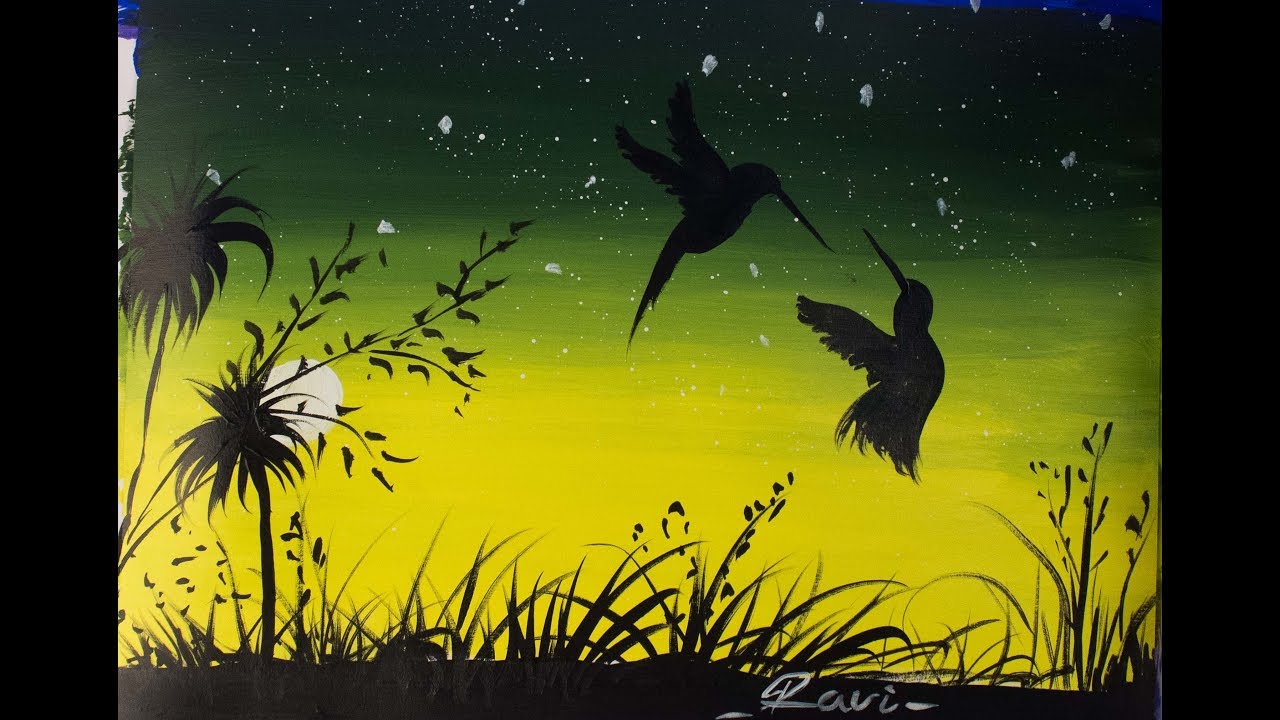 Humming Birds Easy Acrylic Painting | Step by Step