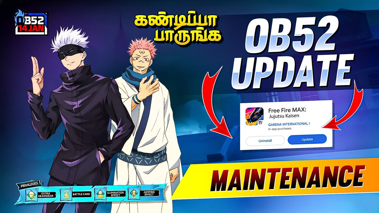 OB52 UPDATE MAINTANENCE BREAK FULL DETAILS 💥 FF OB52 UPDATE TAMIL 😍 FF NEW EVENT TODAY TAMIL 