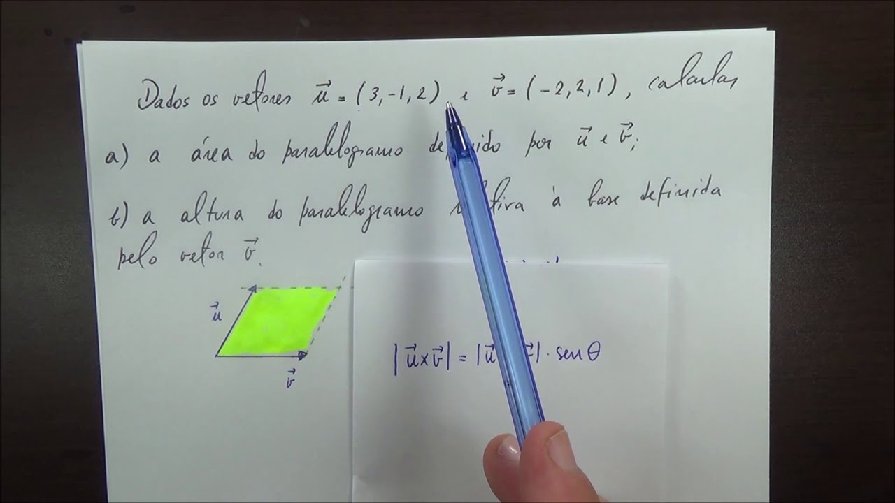 ÁREA DO PARALELOGRAMO DEFINIDO POR DOIS VETORES - QUESTÃO RESOLVIDA.