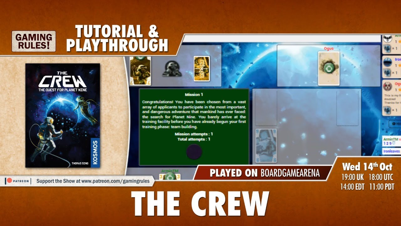 The Crew - Tutorial & Playthrough on Board Game Arena