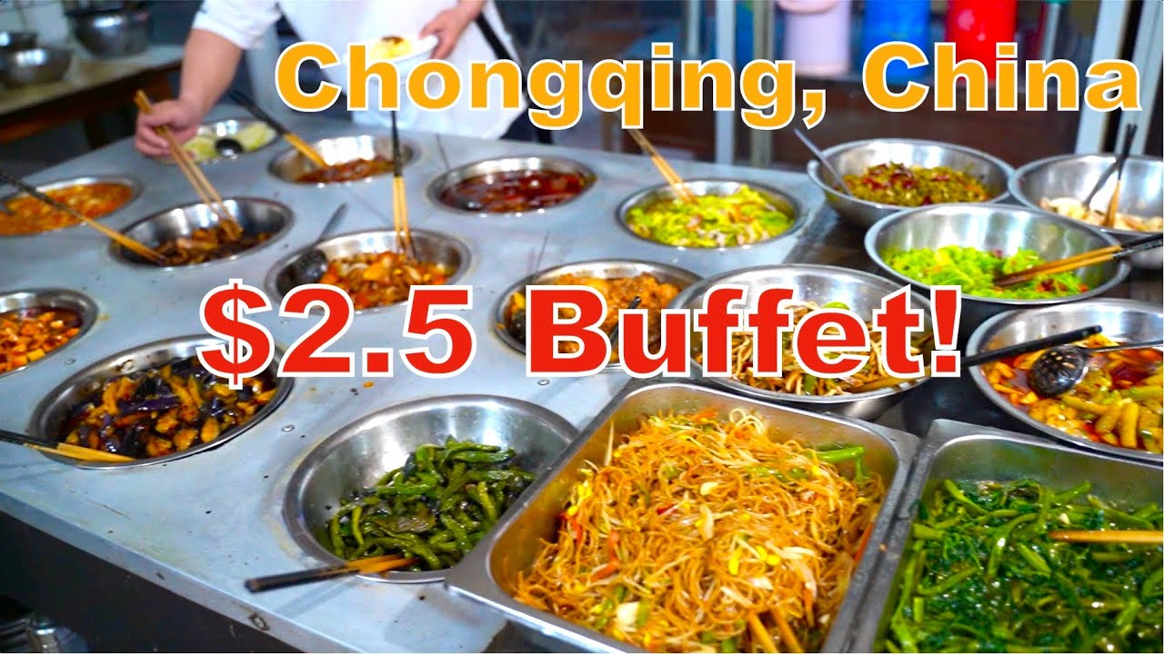Chinese Street Food in Chongqing | The Cheapest Buffet I've ever tried ($2.5!)