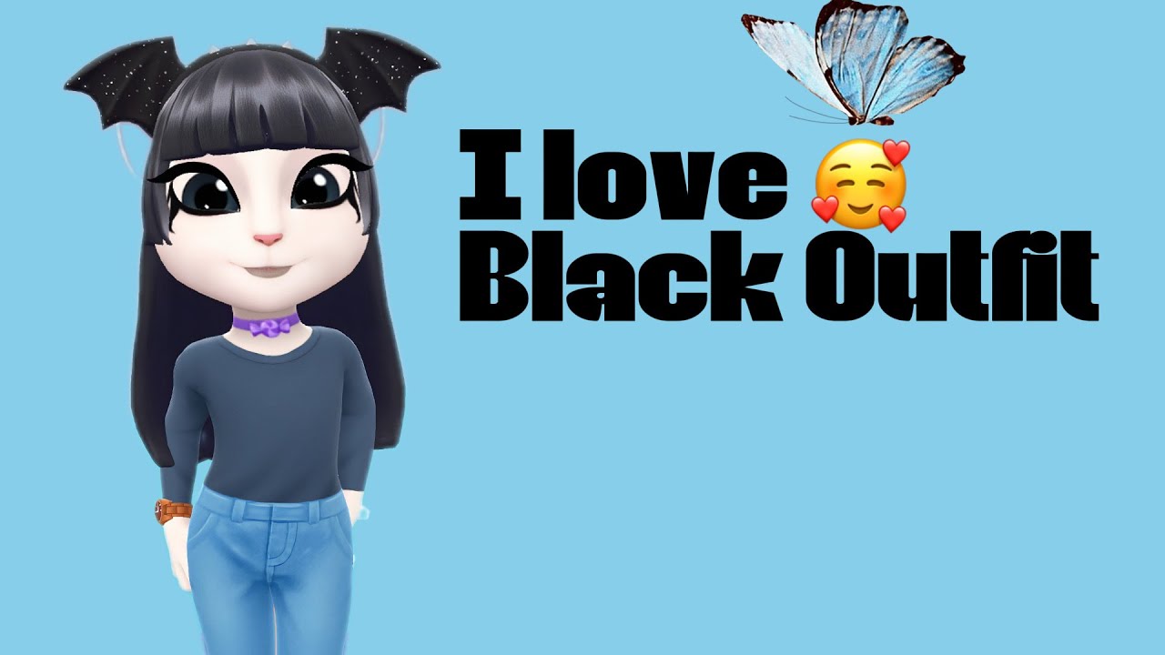 My favourite outfit black 🖤🥰😍 My Talking Angela ￼2 ( Gameplay ) & Outfit Challenge Comment Your ?