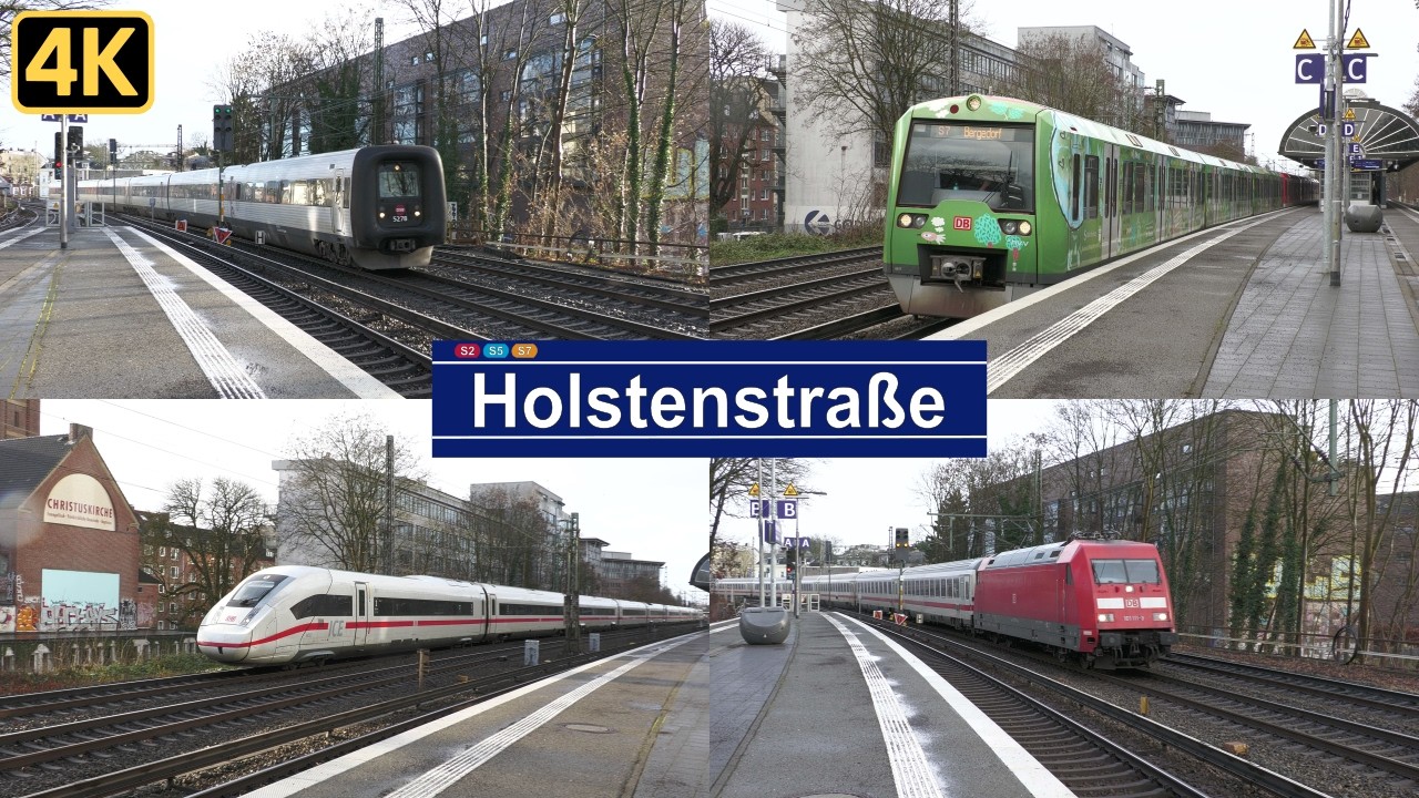 Bahnverkehr in Hamburg-Holstenstraße mit Br 101 + Intercitys, DSB MF, ICE 1, Br 146 + Dostos uvm.