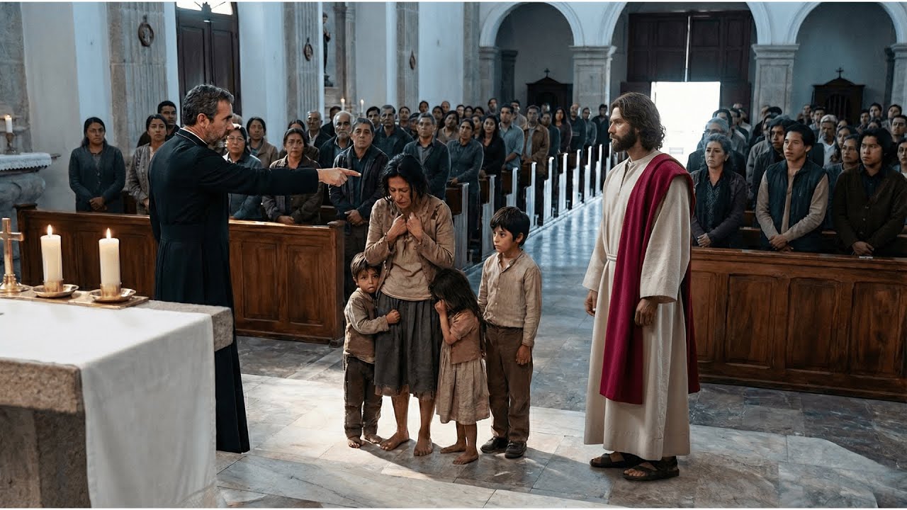 JESÚS HIZO PAGAR AL PADRE QUE HUMILLÓ A UNA MADRE SOLTERA Y SUS 3 HIJOS…  EL ALTAR QUEDÓ EN SILENCIO