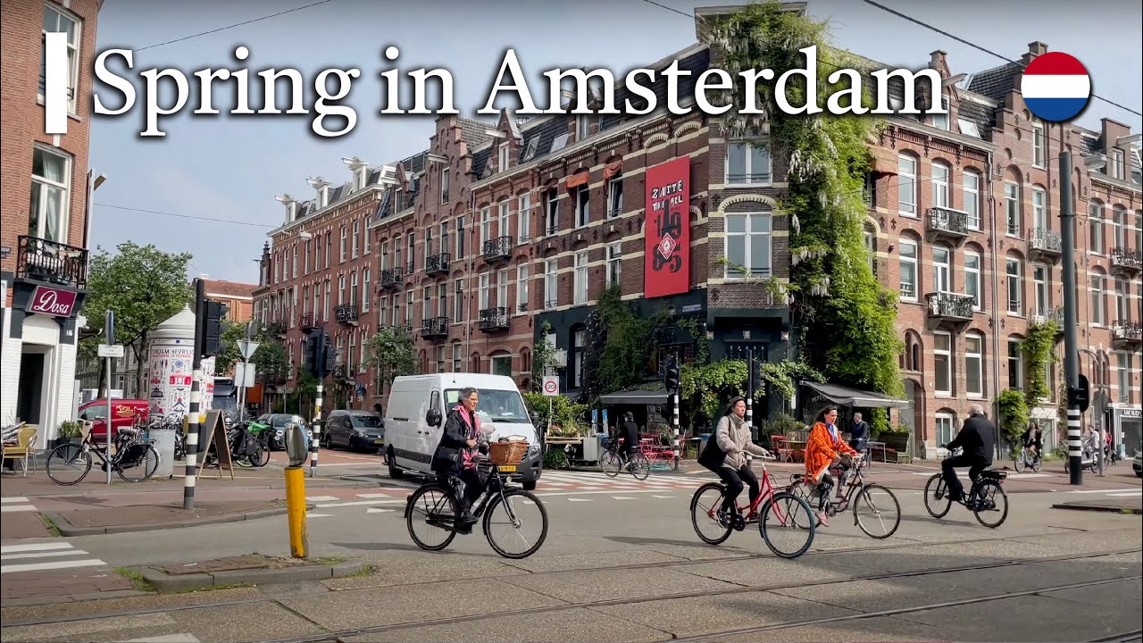Amsterdam travel walk along Vondelpark, Canals, Jordaan, Street Art and Daily Paper. 4K spring 2023