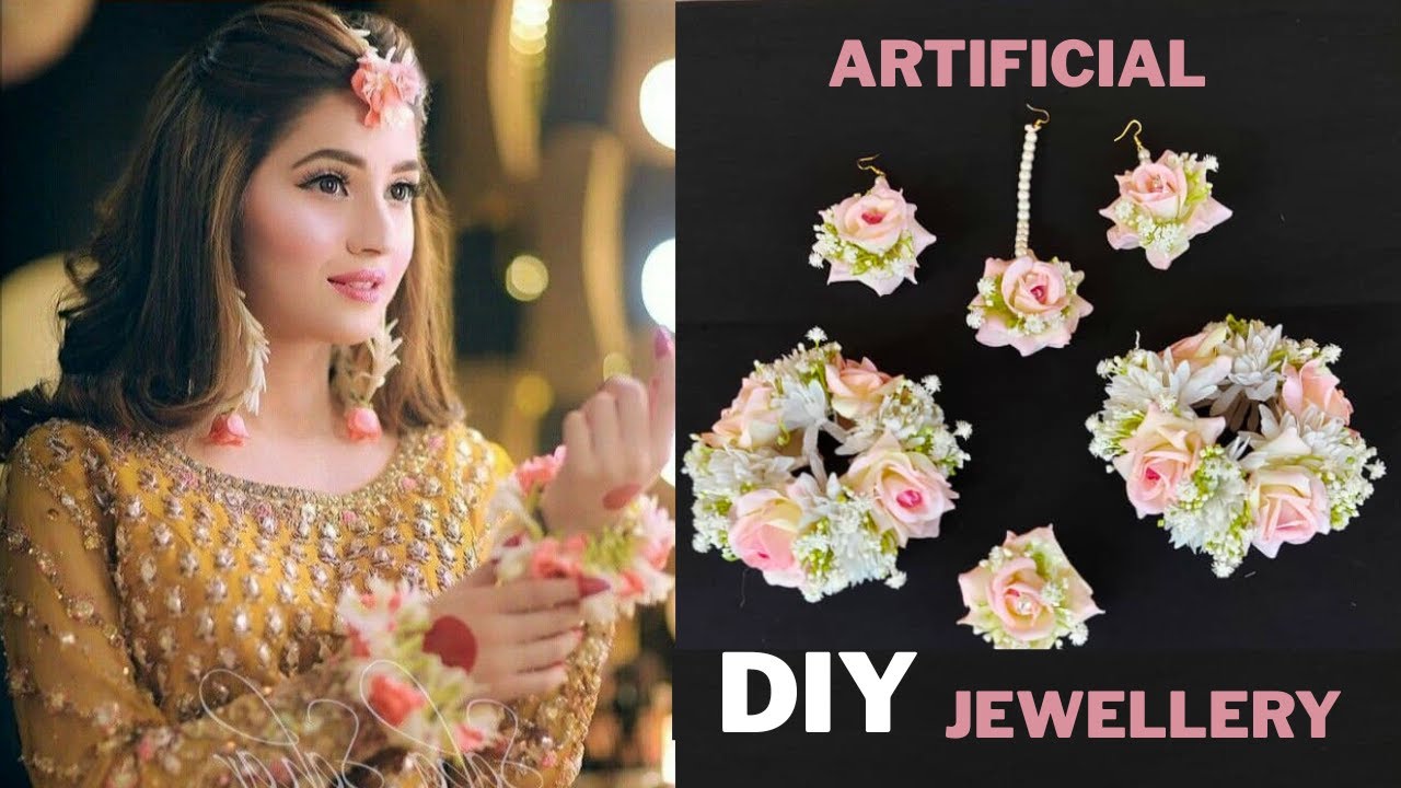 How to Make Artificial Flowers Jewellery,Pink Roses,babybreaths and Daisies- Bridal Wedding Tutorial