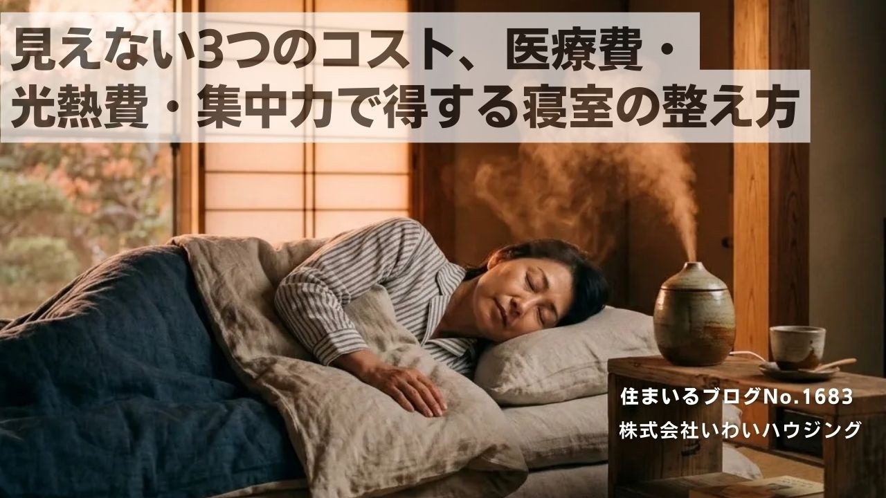 20260308 見えない3つのコスト、医療費・光熱費・集中力で得する寝室の整え方| 愛知県一宮市 いわいハウジング一級建築士事務所