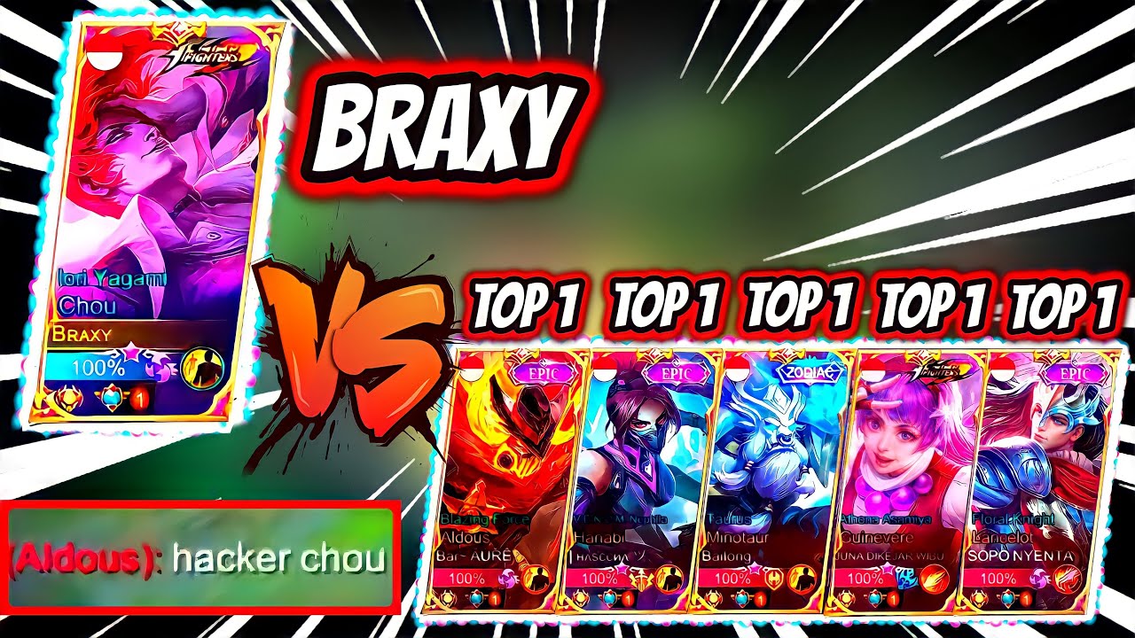 ¡BRAXY SOLO VS 5 TOP 1 SUPREMOS! CHOU TOP 1 GLOBAL 97.9% WINRATE! | MOBILE LEGENDS