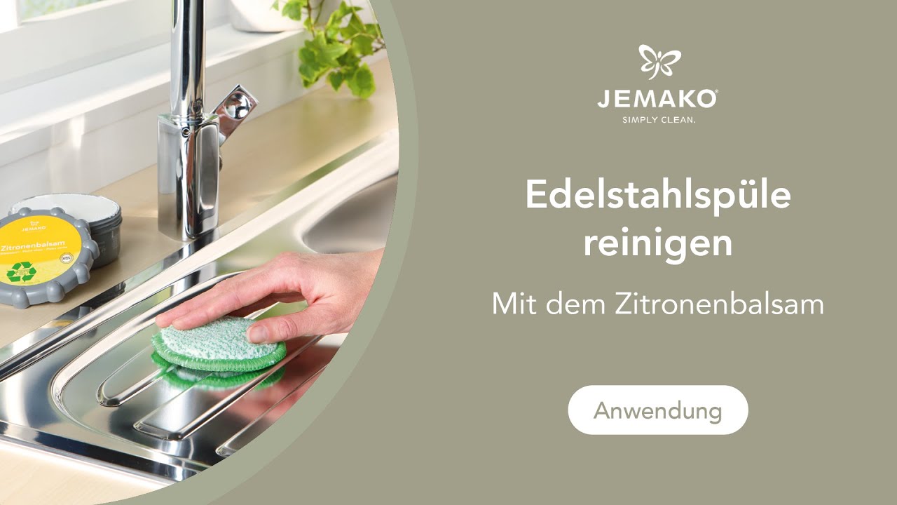 Edelstahlspüle ganz einfach reinigen und pflegen mit dem JEMAKO Zitronenbalsam