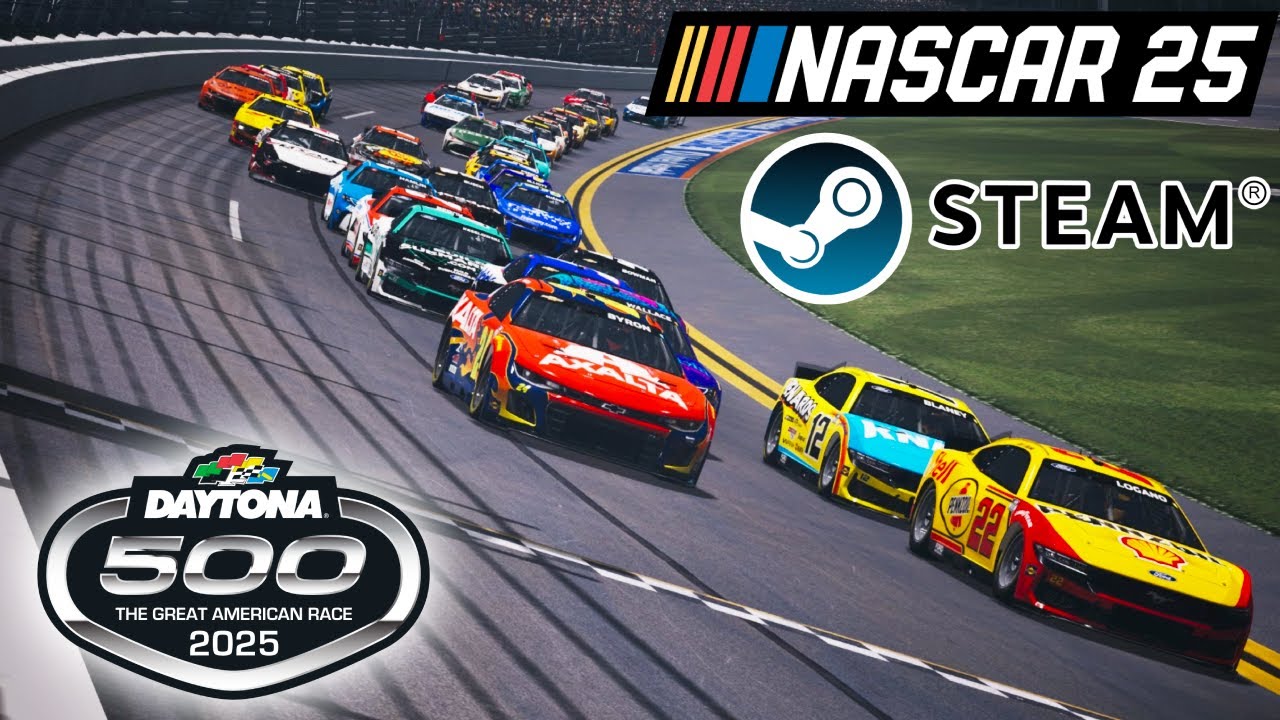 Геймплей NASCAR 25 для ПК — Daytona 500 (Руль + MAX сложность)