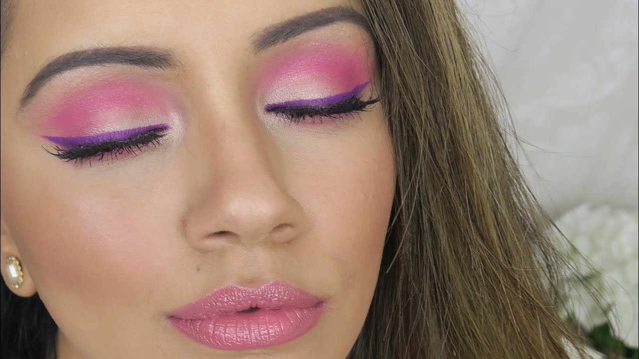 HOT PINK Makeup Tutorial + Lilac Eyeliner