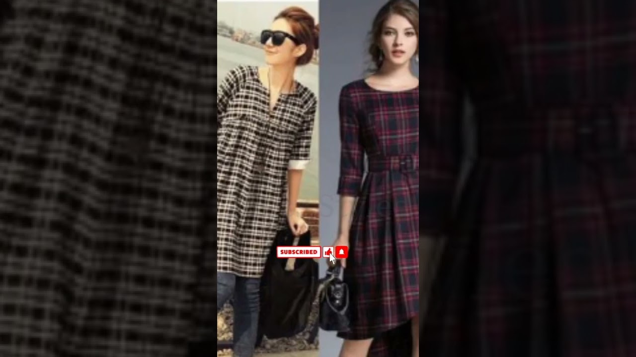 Check print Shirt/kurti designs/New check frock designs 2022.Dress Styled