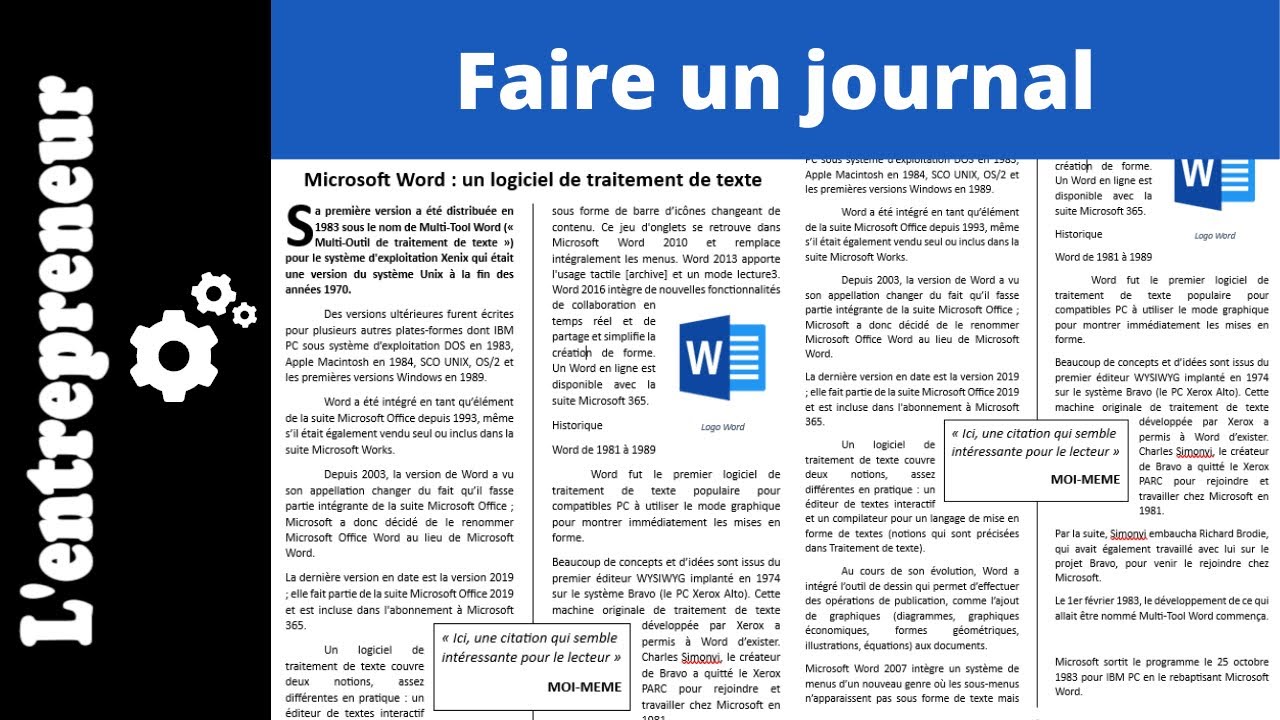 Créer un JOURNAL sur WORD