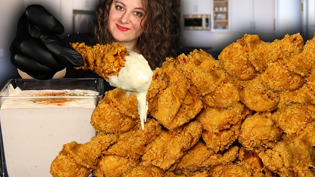 EXTREME CRISPY SPICY FRIED CHICKEN MUKBANG | CREAMY STRETCHY ALFREDO SAUCE | ASMR FOOD | ASMR EATING